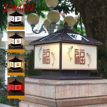 SAMAN Solar Post Lamp led улични китайски фенери на полюсите Водоустойчива IP65 с дистанционно управление за дома, на вилата, на двора