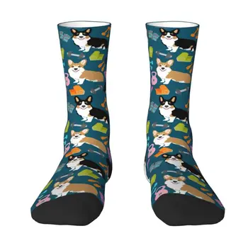 Чорапи за кучета с забавен принтом вельш-corgi за жени и Мъже, стрейчевые Чорапи за екипажа на лято-есен-зима