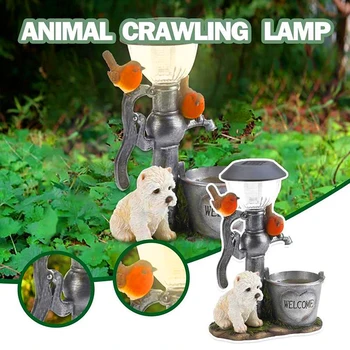 Заек, куче, котка, соларни лампи, Статуи на животни от смола, дизайн статуи с led слънчеви лампи, скулптура, градински декор на открито