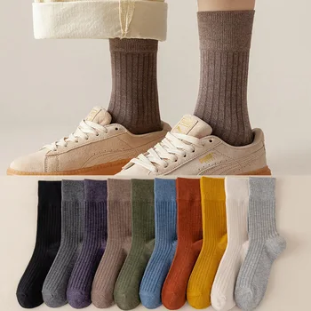 Дамски чорапи, меки модни чорапи за пътувания, есен-зима, дължина до средата на прасците, смесени цветове, спорт на открито, шарени, всекидневни, еластични, топли
