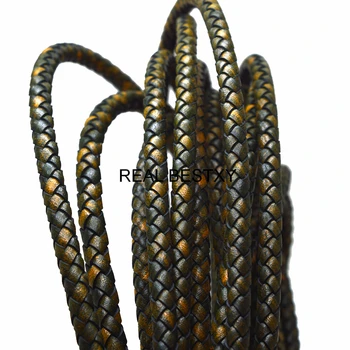 1 метър около 6 мм изтъркан кабел от естествена кожа за производство на бижута от гривната 