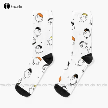 Karasuno Crows Чорапи, Дълги Чорапи Персонализирани Потребителски Унисекс Чорапи За Възрастни, Юноши И Младежи С Дигитален Печат 360 ° Коледен Подарък Забавен Чорап