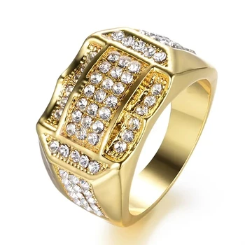 Мъжки пръстен, пръстен с кубическим цирконием, бижута, подарък за парти, позлатени пръстени за мъже, Anillos Mujer, бижута за мъже