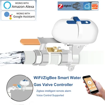 Sasha Smart WiFi /ZigBee Водопровод, газопровод, автоматичен спирателен вентил, контролер, приложение Smart Life, дистанционно управление с Алекса Google Home
