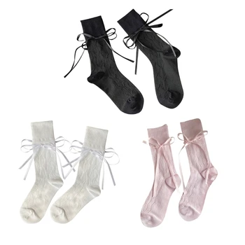 Дамски чорапи с лъкове в балетном стил, кратки обикновена модни депресии, дишащи носочки с лъкове за летния носене