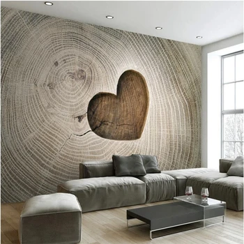 Papel de parede Потребителски тапети creative формата на сърце кухи триизмерни дървени тапети хол ТЕЛЕВИЗИЯ фон рисувани стенни